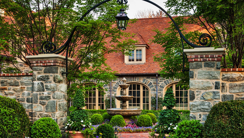 Elegant home with tile roof